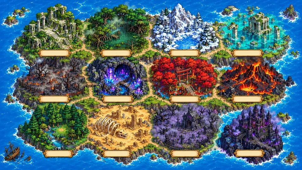 Mapa do mundo com as doze regiões da campanha